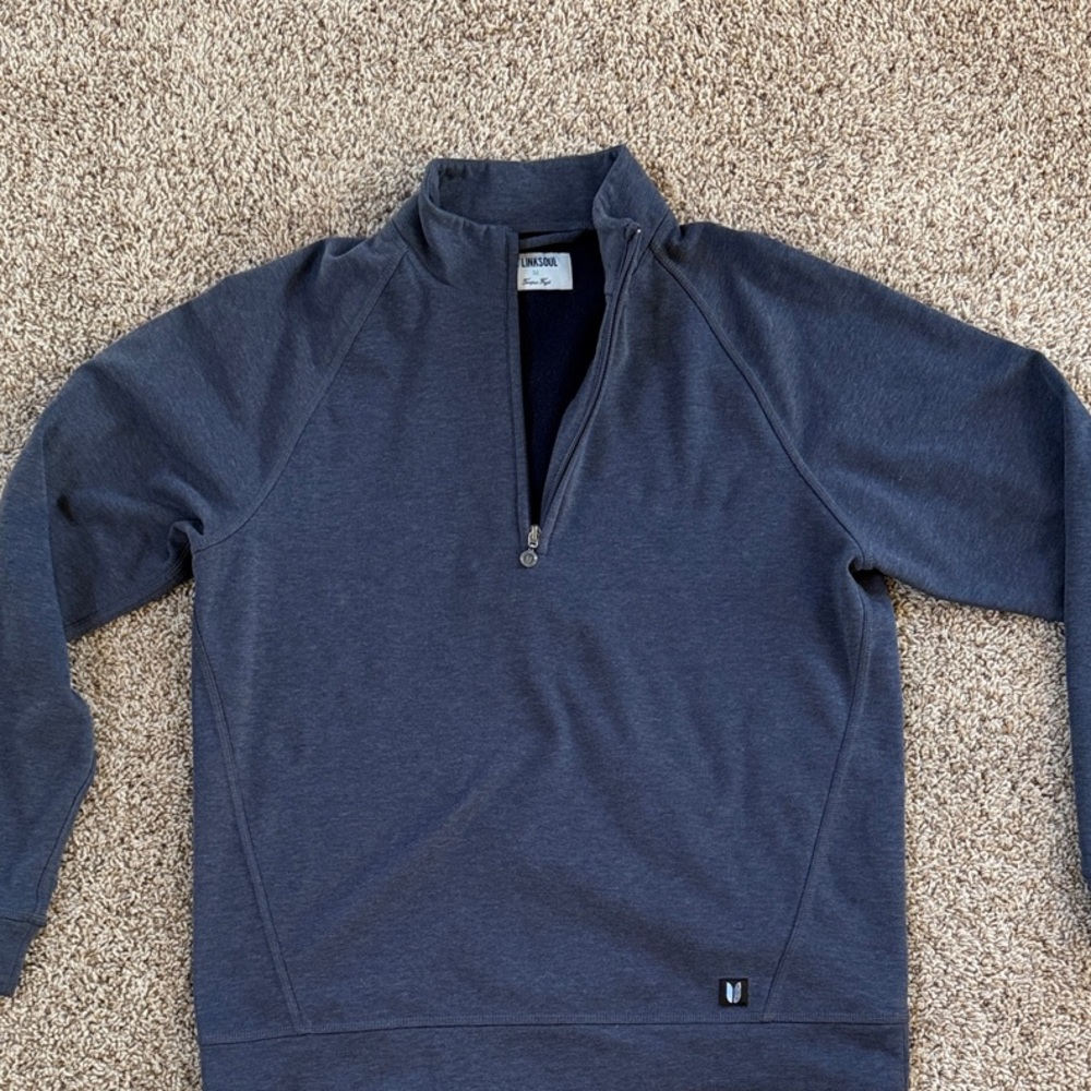 Linksoul Men's Zip-Neck Pullover Sweater - Navy Blue